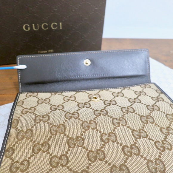 GUCCI Vintage Lovely Heart Continental Wallet GG Monogram Canvas Leather and Box - Picture 8 of 15